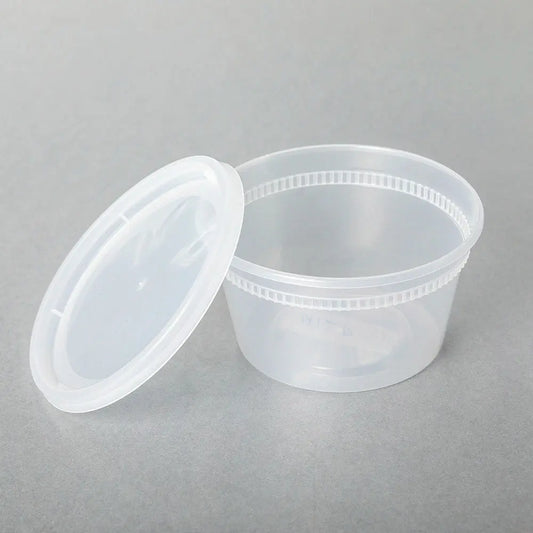 12 oz. Round Clear Plastic Soup Container Set - 240/Case JJ