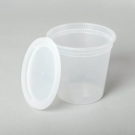24 oz. Round Clear Plastic Soup Container Set - 240/Case HT
