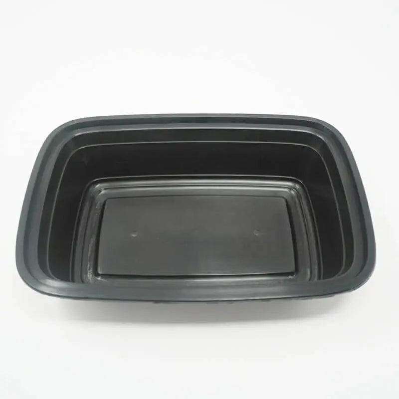 SD 28oz. Rectangular Black Plastic Food Container Set - 150/Case JJ