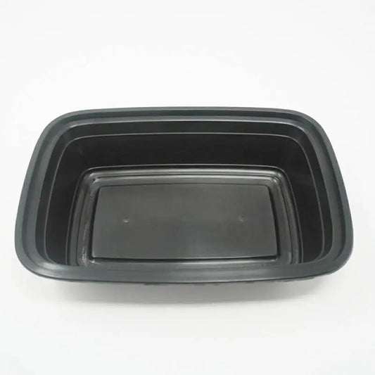 SD 28oz. Rectangular Black Plastic Food Container Set - 150/Case JJ