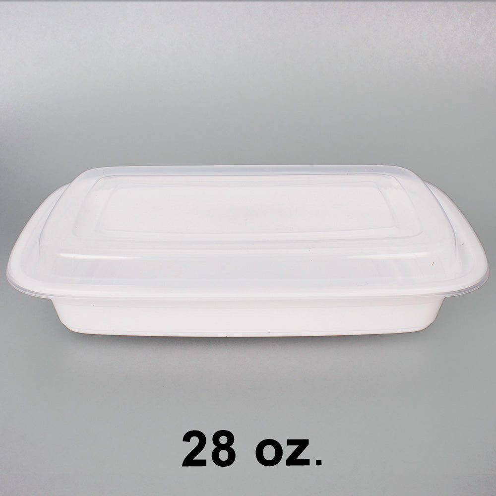 SD 28 oz. Rectangular White Plastic Food Container Set - 150/Case