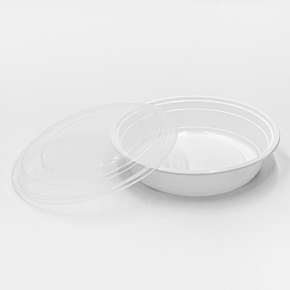 SD 24oz. Round White Plastic Food Container Set (723) - 150/Case