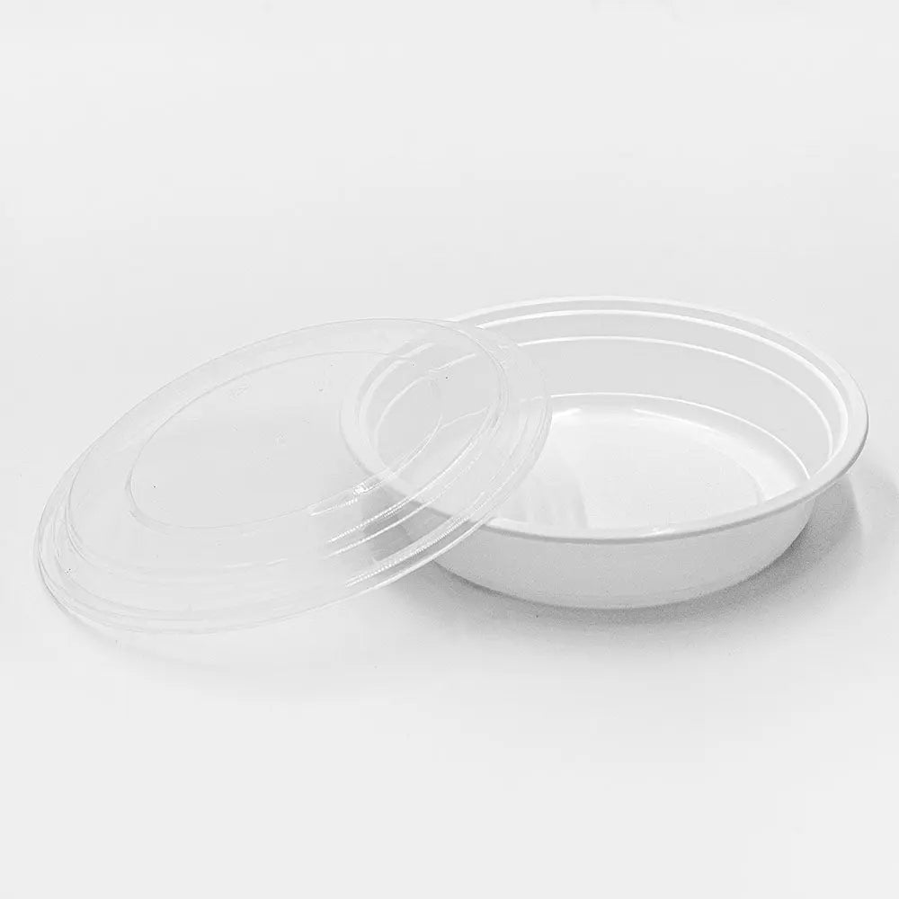 SD 24oz. Round White Plastic Food Container Set (723) - 150/Case JJ