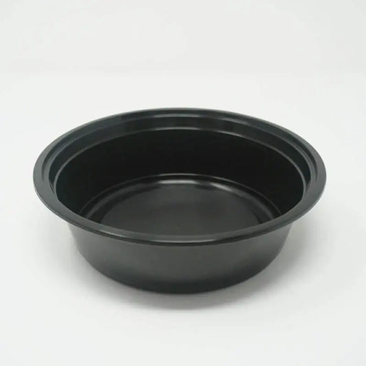 SD 32 oz. Round Black Plastic Food Container Set (729)- 150/Case JJ
