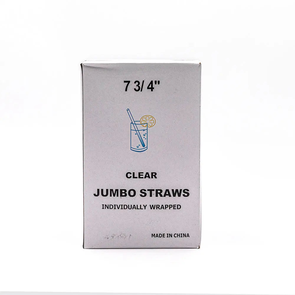 7 3/4" Jumbo Clear Plastic Individual Wrapped Straw - 9600/Case APC
