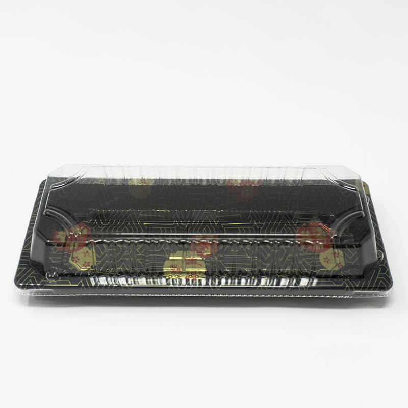 001-L Rectangular Clear Plastic Sushi Tray Container Lid 8 3/4" X 3 4/5" X 1 3/8" - 1400/Case