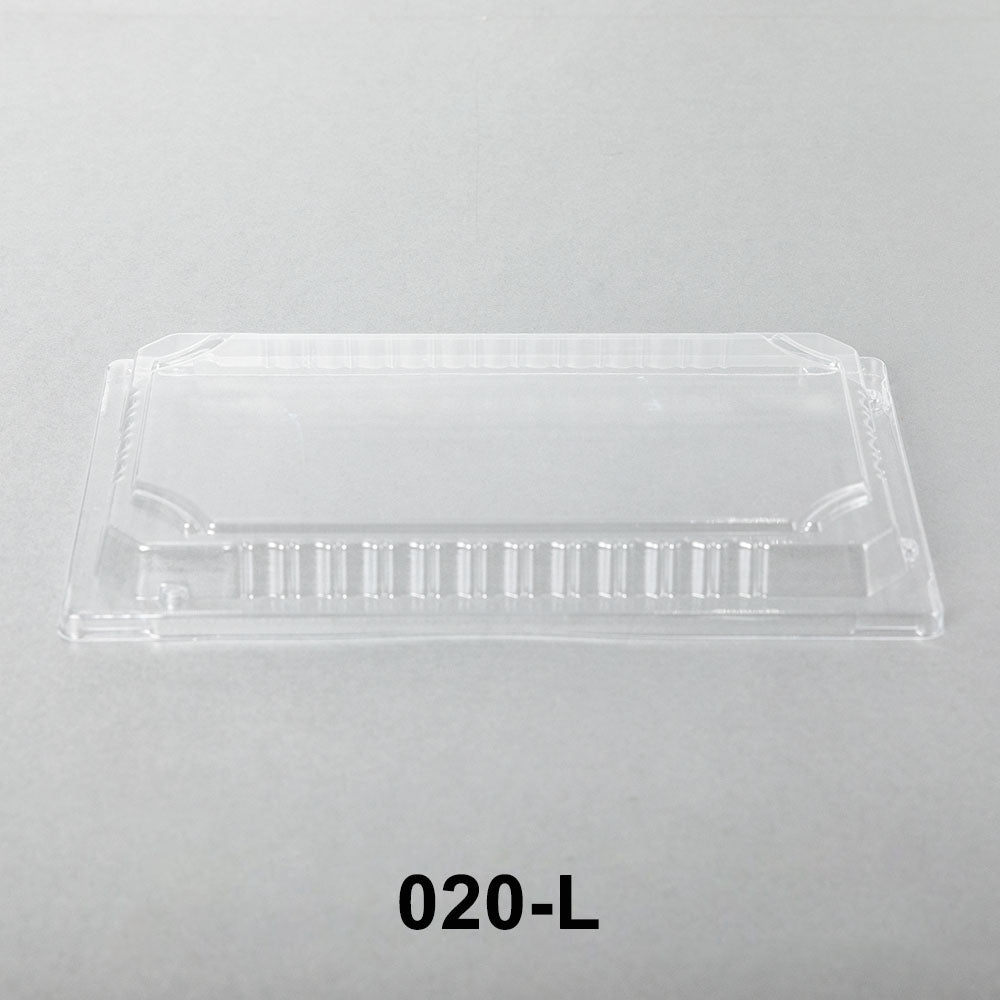 020-L Rectangular Clear Plastic Sushi Tray Container Lid 9 3/8" X 5 3/4" X 1 1/8" - 800/Case