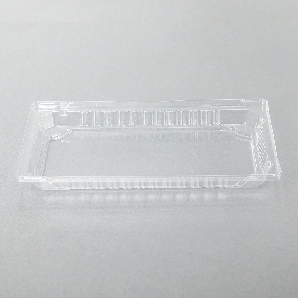 020-L Rectangular Clear Plastic Sushi Tray Container Lid 9 3/8" X 5 3/4" X 1 1/8" - 800/Case