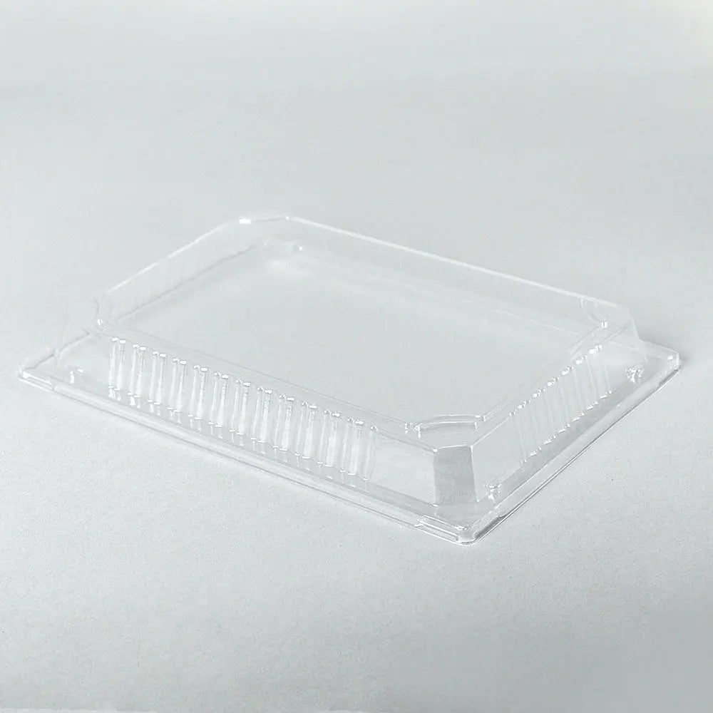 025-L Rectangular Clear Plastic Sushi Tray Container Lid 10 1/4" X 7 3/8" X 1 3/8" - 504/Case TZ