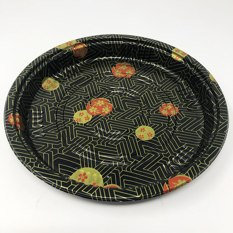53 Round Flower Pattern Plastic Party Tray Set 9 1/2" X 7/8" - 150/Case