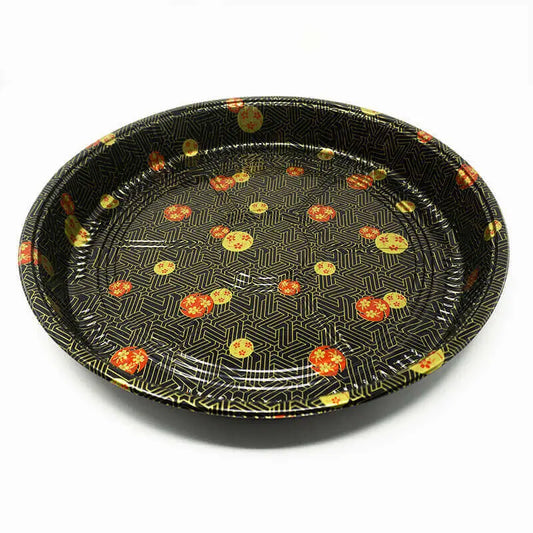 63 Round Flower Pattern Plastic Party Tray Set 12 3/4" X 1 7/8" - 60/Case TZ