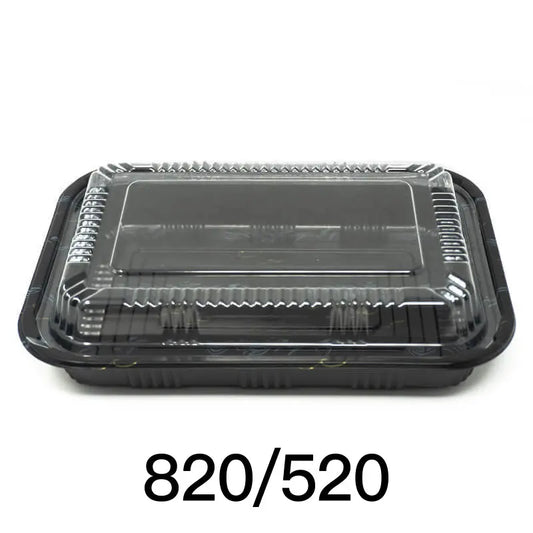 TZ 820 Rectangular Black Plastic Lunch Box Set 8 3/8" X 5 3/4" X 1 3/8" - 400/Case TZ