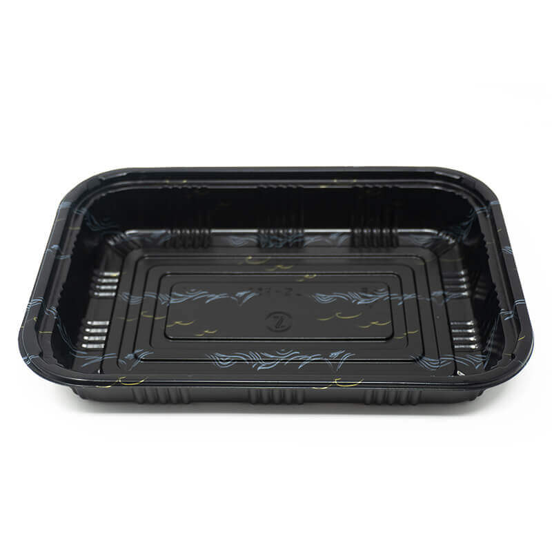 820 Rectangular Black Plastic Lunch Box Set 8 3/8" X 5 3/4" X 1 3/8" - 400/Case
