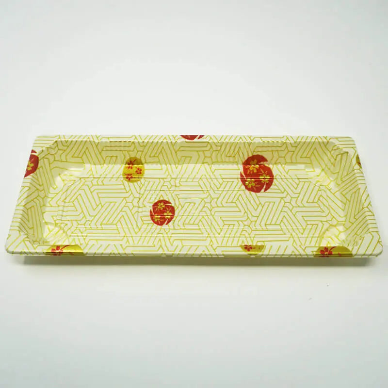 W001 Rectangular White Plastic Sushi Tray Container Set 8 3/4" X 3 3/4" X 7/8" - 400/Case TZ