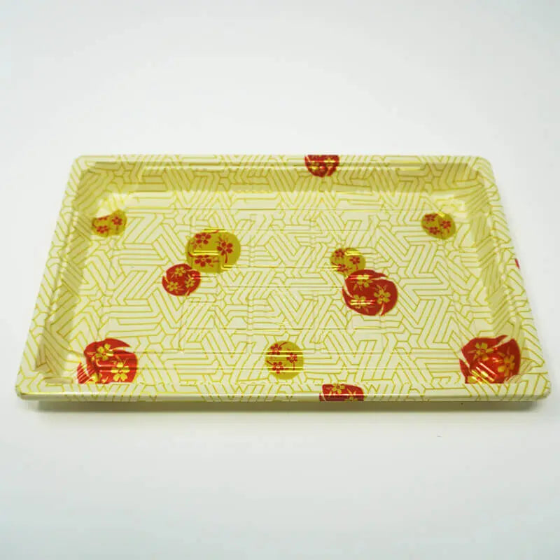W015 Rectangular White Plastic Sushi Tray Container Set 8 1/2" X 5 1/4" X 5/8" - 300/Case TZ