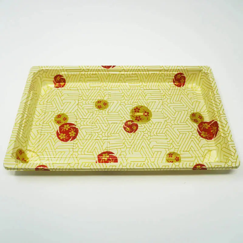 W020 Rectangular White Plastic Sushi Tray Container Set 9 1/4" X 5 3/4" X 3/4" - 240/Case TZ