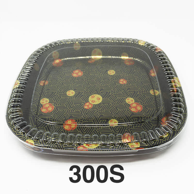 300S 方形花朵图案塑料派对托盘套装 13 3/8 英寸 X 13 3/8 英寸 X 1 5/8 英寸 - 60/箱