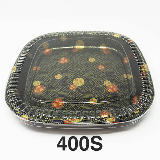 400S Square Flower Pattern Plastic Party Tray Set 14 1/8" X 14 1/8" X 1 5/8" - 60/Case