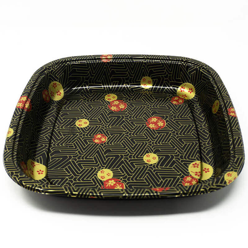 500S Square Flower Pattern Plastic Party Tray Set 16 1/8" X 16 1/8" X 1 5/8" - 60/Case