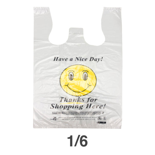 HDPE Smile Face White Plastic T-Shirt Bag 1/6 - 160/Case