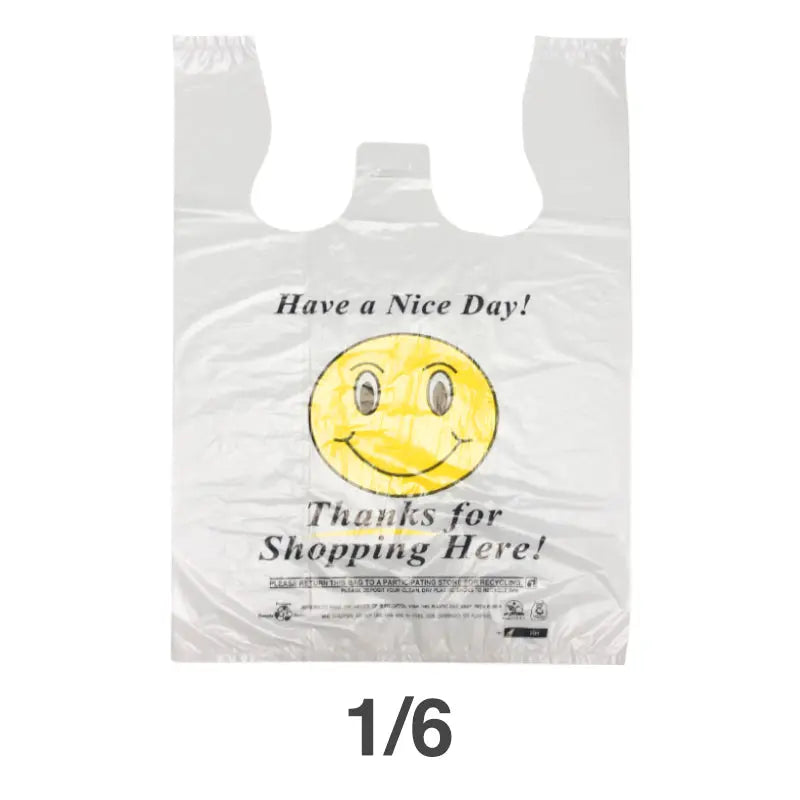 HDPE Smile Face White Plastic T Shirt Bag 1 6 160 - restaurant supplies wholesale