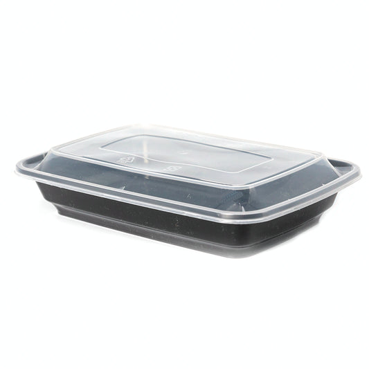 AHD Rectangular Black Plastic Container Set 21 oz. (006) - 150/Case