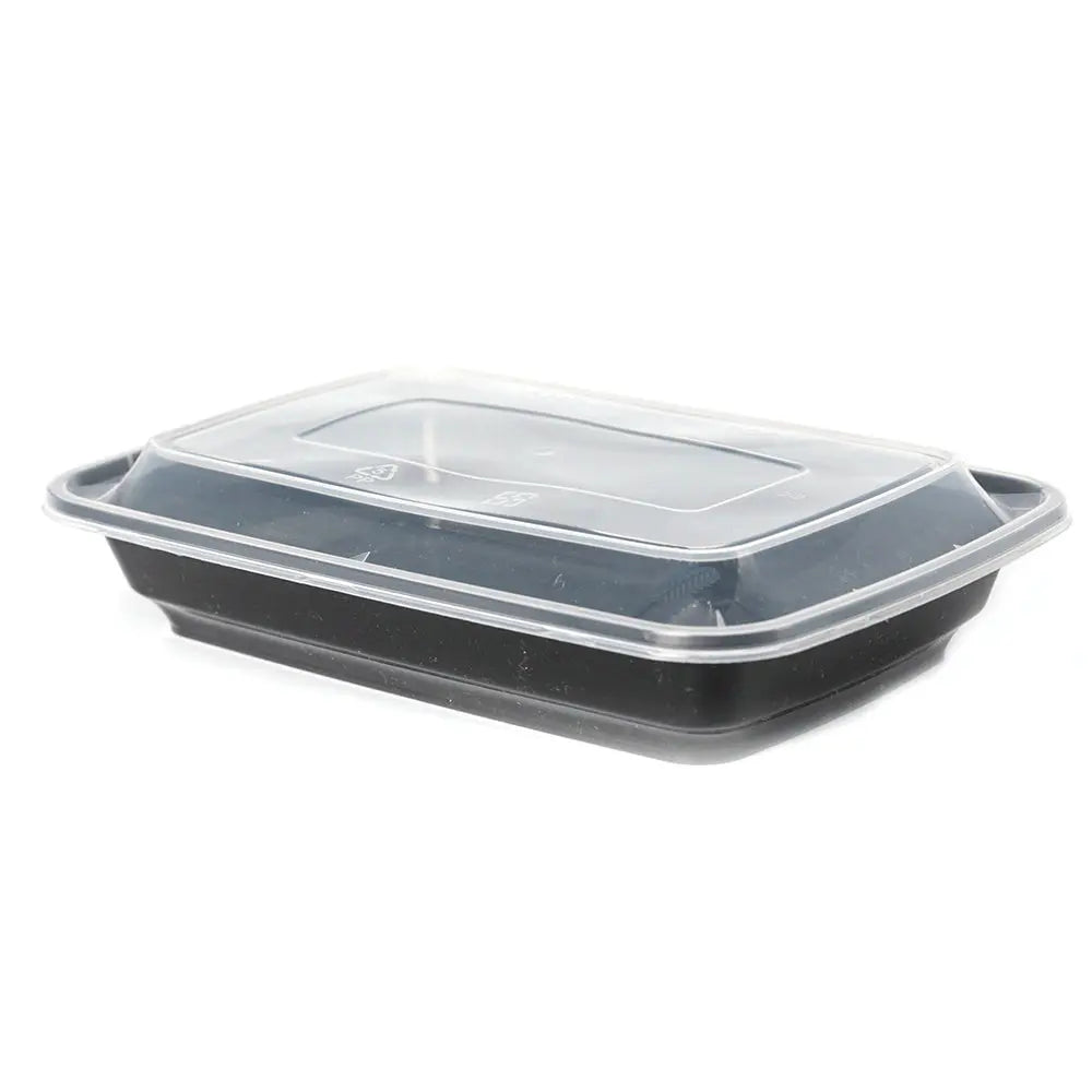 AHD Rectangular Black Plastic Container Set 21 oz - food container disposable