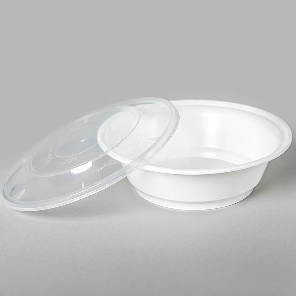 AHD Round White Plastic Container Set 21 oz. (723) - 150/Case APC