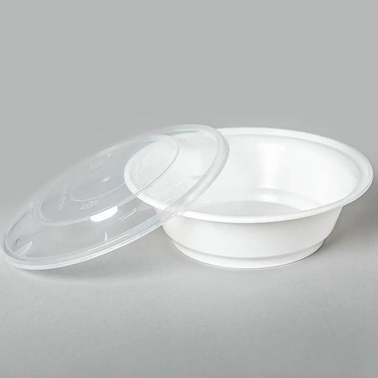 AHD Round White Plastic Container Set 21 oz. (723) - 150/Case APC