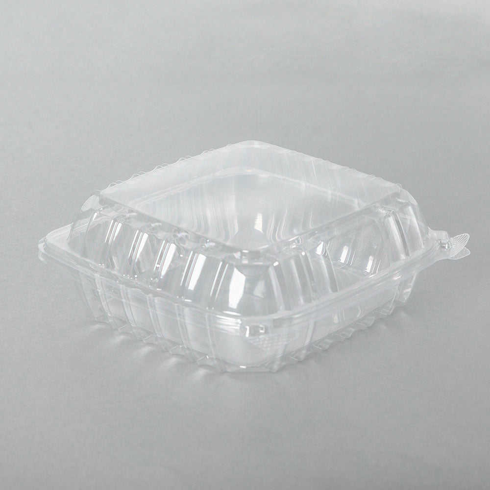 Dart 46 oz. Square Clear Plastic 1-Compartment Hinged Food Container (C90PST1) - 250/Case