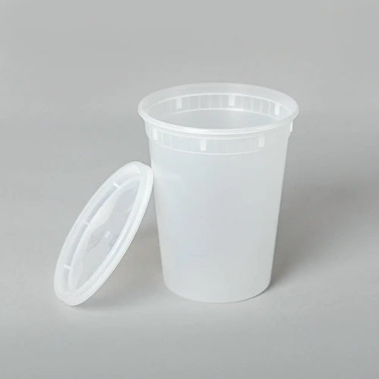 32 oz. Round Clear Plastic Soup Container Set - 240/Case HT