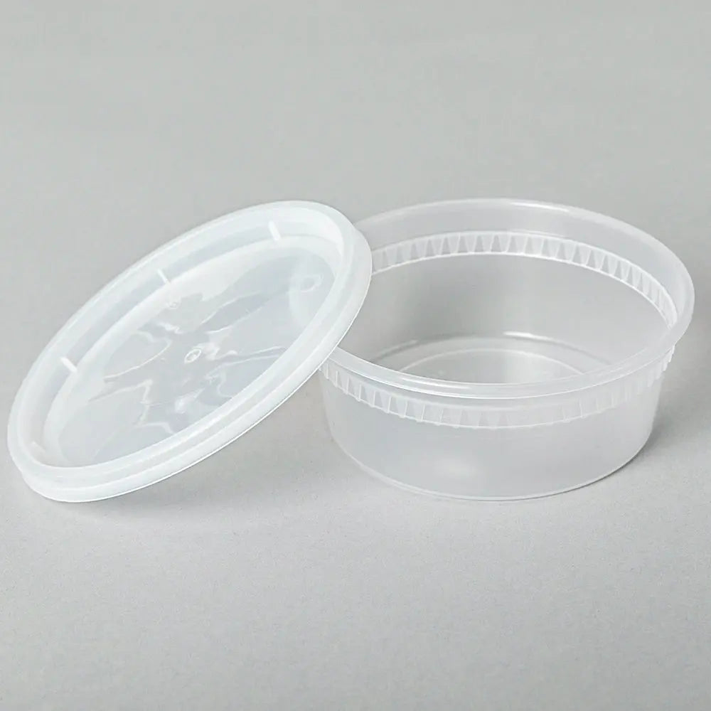 8 oz. Round Clear Plastic Soup Container Set - 240/Case HT