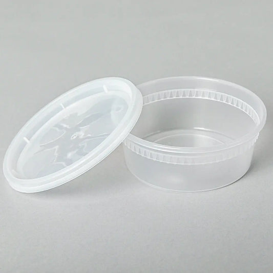 8 oz. Round Clear Plastic Soup Container Set - 240/Case HT