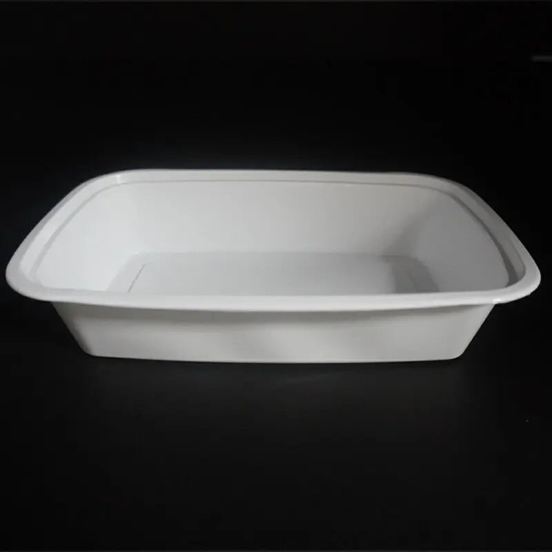 HT 24 oz. Rectangular White Plastic Container Set (7038) - 150/Case PSK
