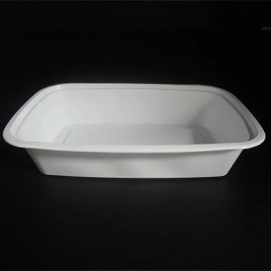 HT 24 oz. Rectangular White Plastic Container Set (7038) - 150/Case PSK