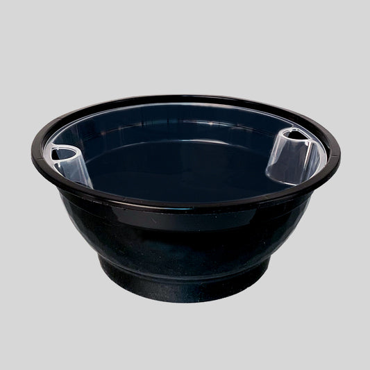 50 oz. Round Black Plastic Food Container Set w/ insert - 300 set/Case