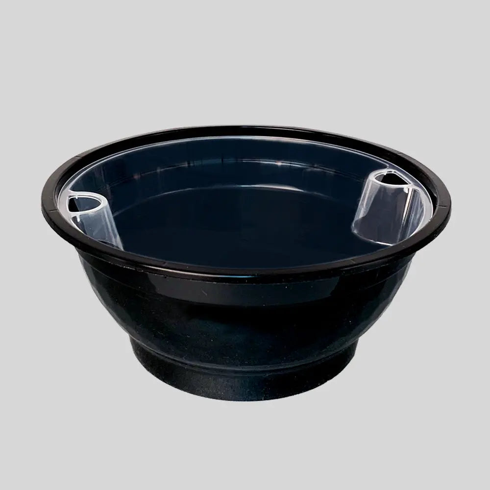 50 oz. Round Black Plastic Food Container Set w/ insert - 300 set/Case FUHE
