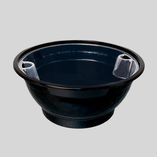 50 oz. Round Black Plastic Food Container Set w/ insert - 300 set/Case FUHE