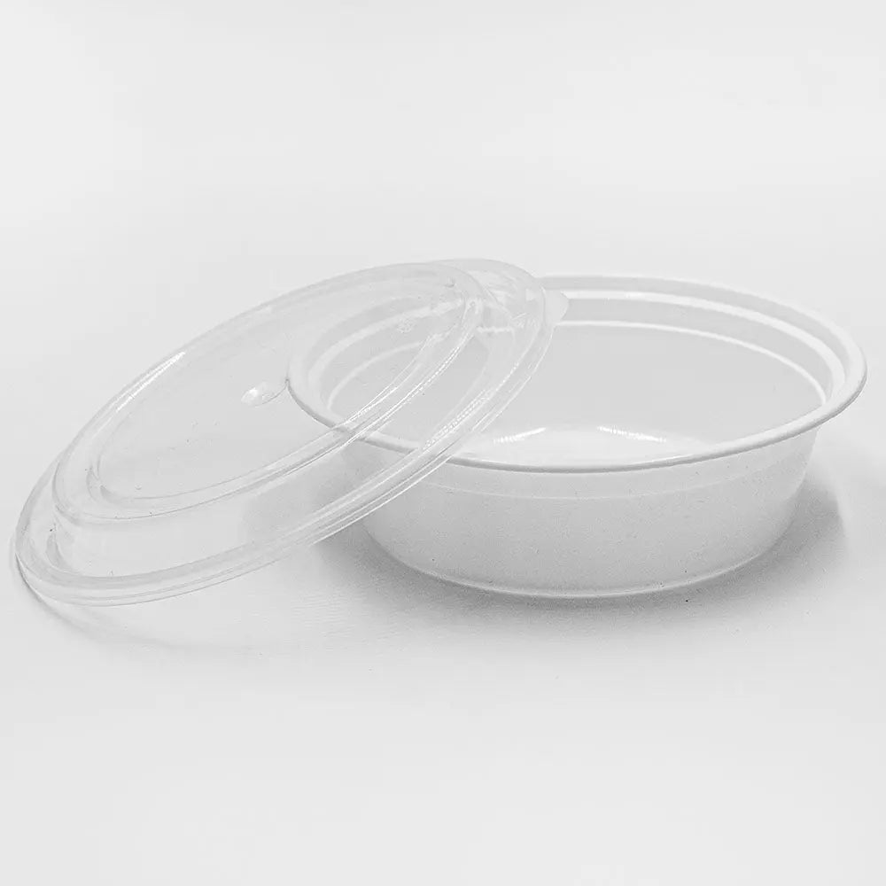 Round White Plastic Container Set 32 oz. (729) - 150/Case SUPERWIN
