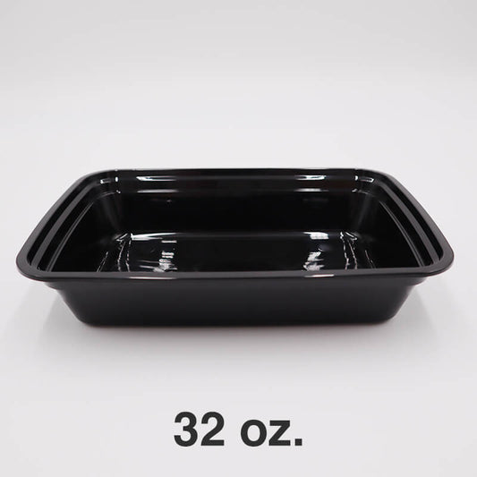 Rectangular Black Plastic Container Set 32 oz. (878) - 150/Case