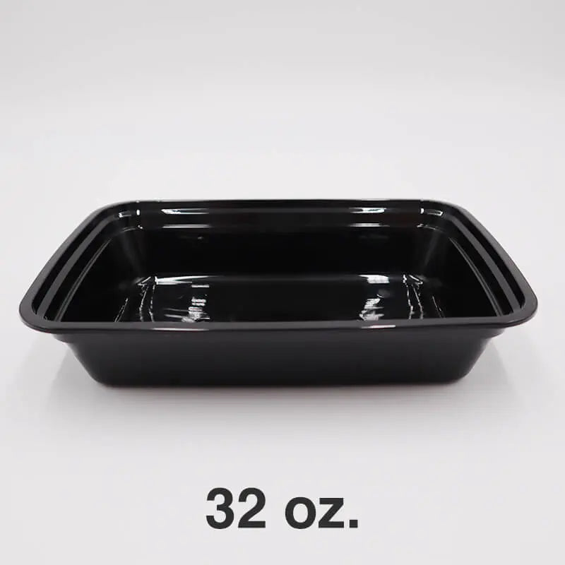 Rectangular Black Plastic Container Set 32 oz. (878) - 150/Case SUPERWIN