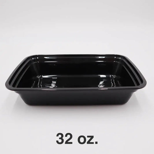 Rectangular Black Plastic Container Set 32 oz. (878) - 150/Case SUPERWIN