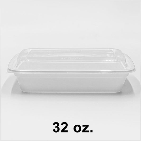 Rectangular White Plastic Container Set 32 oz. (878) - 150/Case