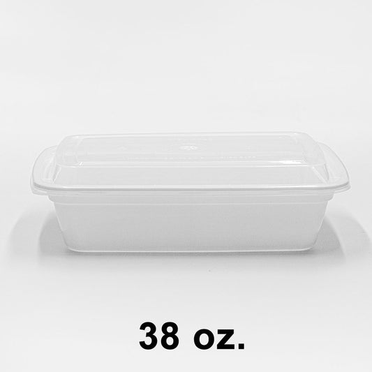 Rectangular White Plastic Container Set 38 oz. (888) - 150/Case