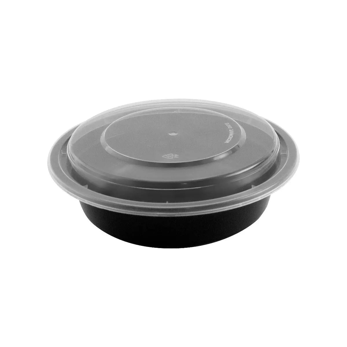 18 oz. (6 inch) Round Black Plastic Container Set (018) - 150/Case HT