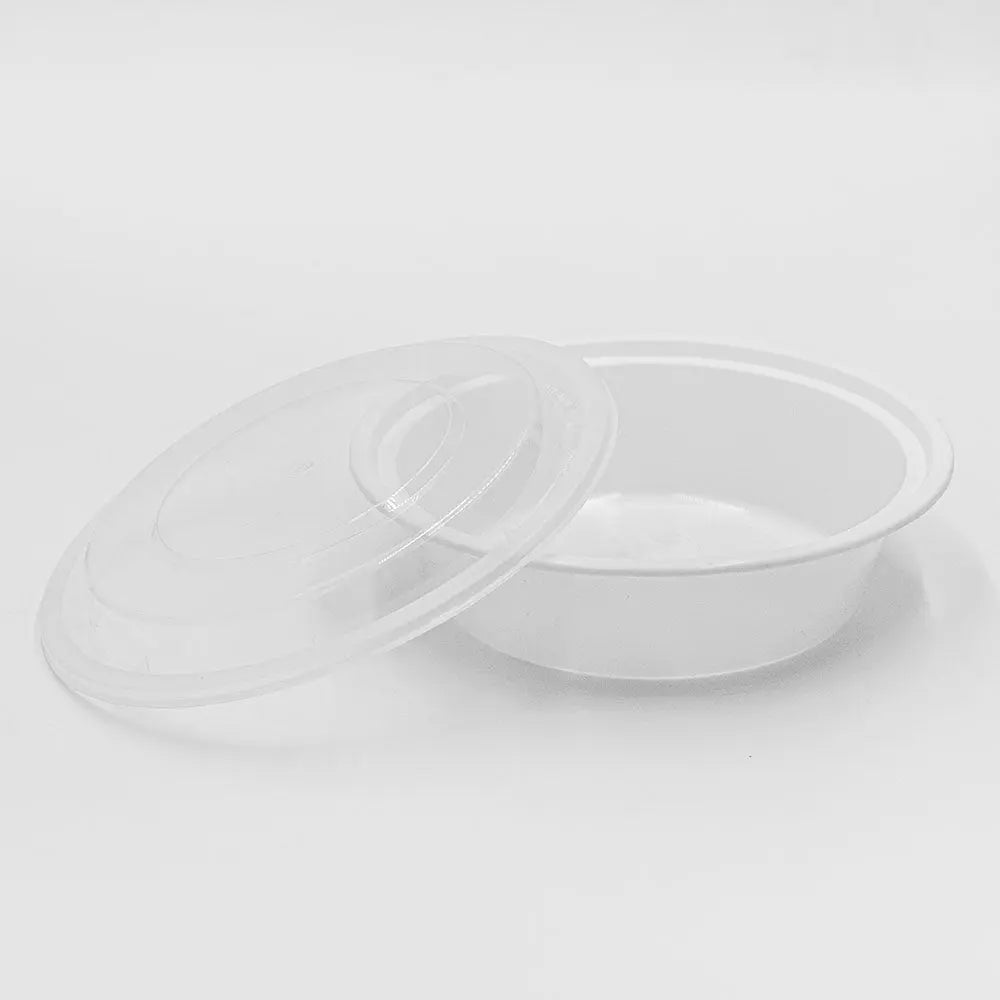 HT 18 oz. Round White Plastic Container Set (018) - 150/Case HT