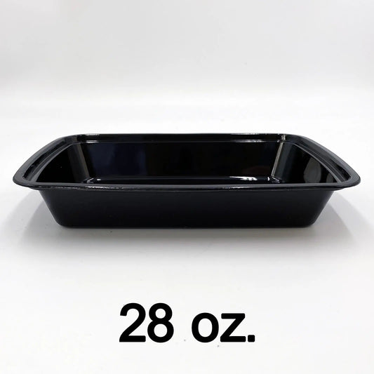 28 oz. Rectangular Black Plastic Container Set (868) - 150/Case HT