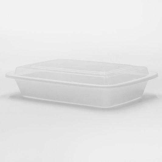 FH 28 oz. Rectangular White Plastic Container Set (868) - 150/Case