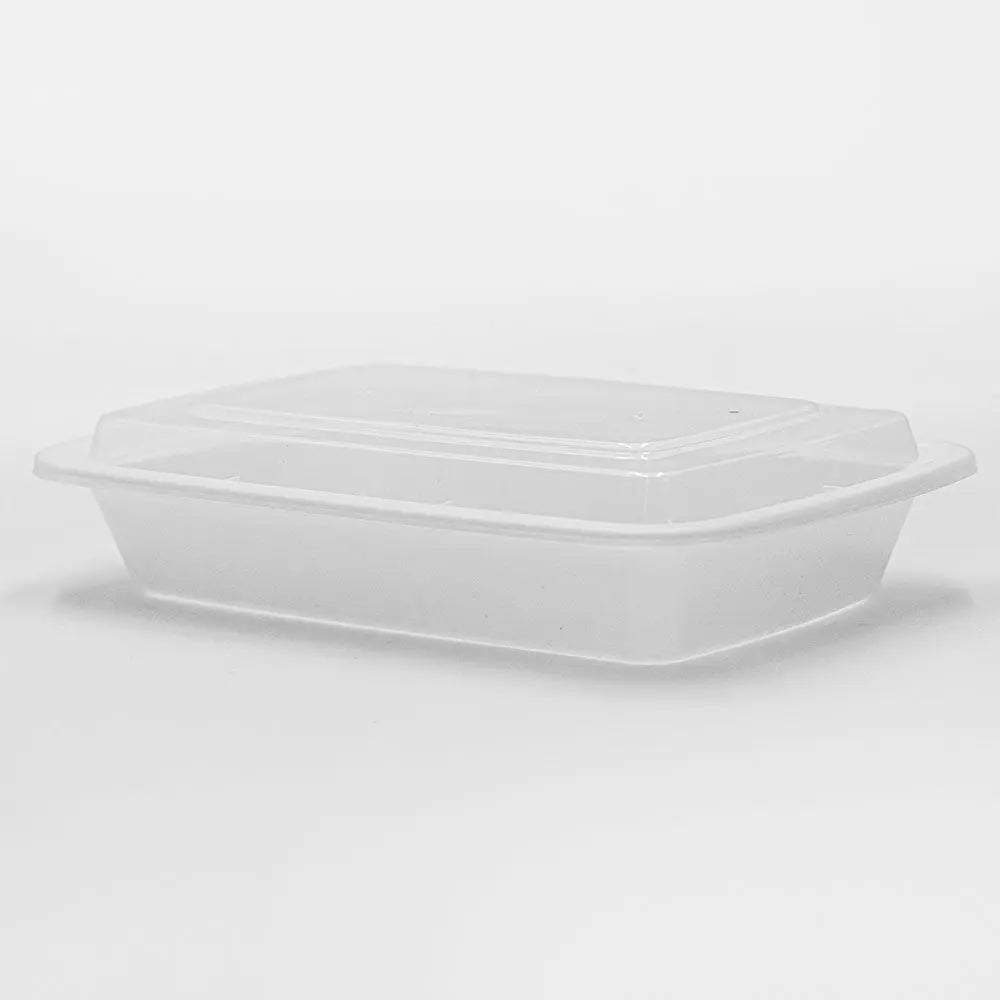 FH 28 oz. Rectangular White Plastic Container Set (868) - 150/Case PSK