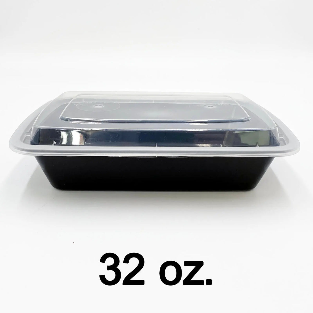 32 oz Rectangular Black Plastic Container Set 878 - food container disposable